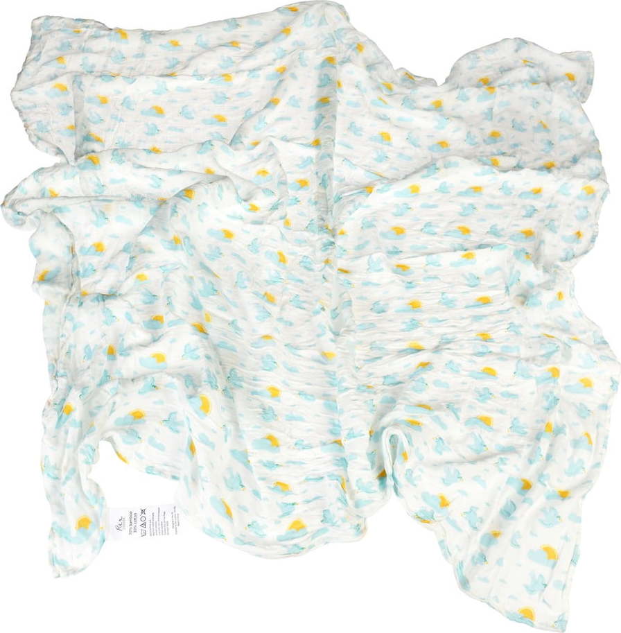 Bílá/modrá mušelínová zavinovací dětská deka 120x120 cm Skylark – Rex London Rex London