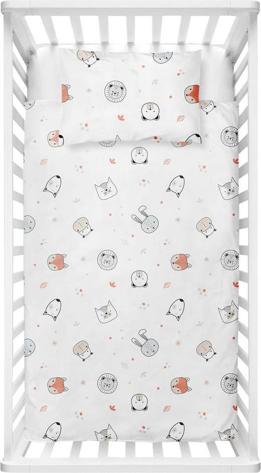Bílé dětské povlečení do postýlky z bavlny Renforcé 100x150 cm Safari – Mijolnir Mijolnir