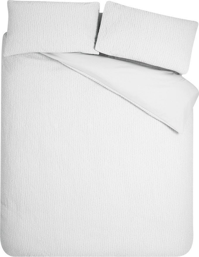 Bílé krepové povlečení na dvoulůžko/prodloužené 230x220 cm Crinkle Seersucker – Catherine Lansfield Catherine Lansfield