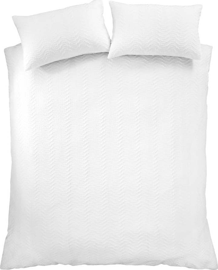 Bílé krepové povlečení na dvoulůžko/prodloužené 230x220 cm Heatset Wave – Catherine Lansfield Catherine Lansfield
