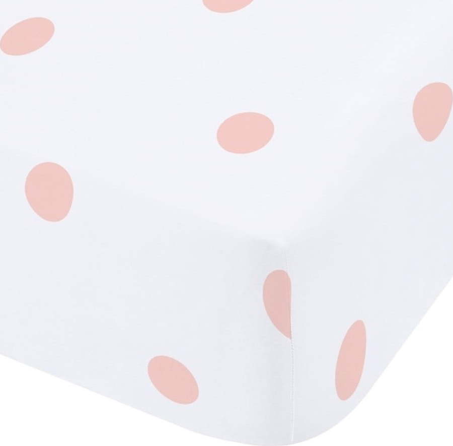 Bílé/růžové napínací flanelové prostěradlo 90x190 cm Polka Dot – Catherine Lansfield Catherine Lansfield