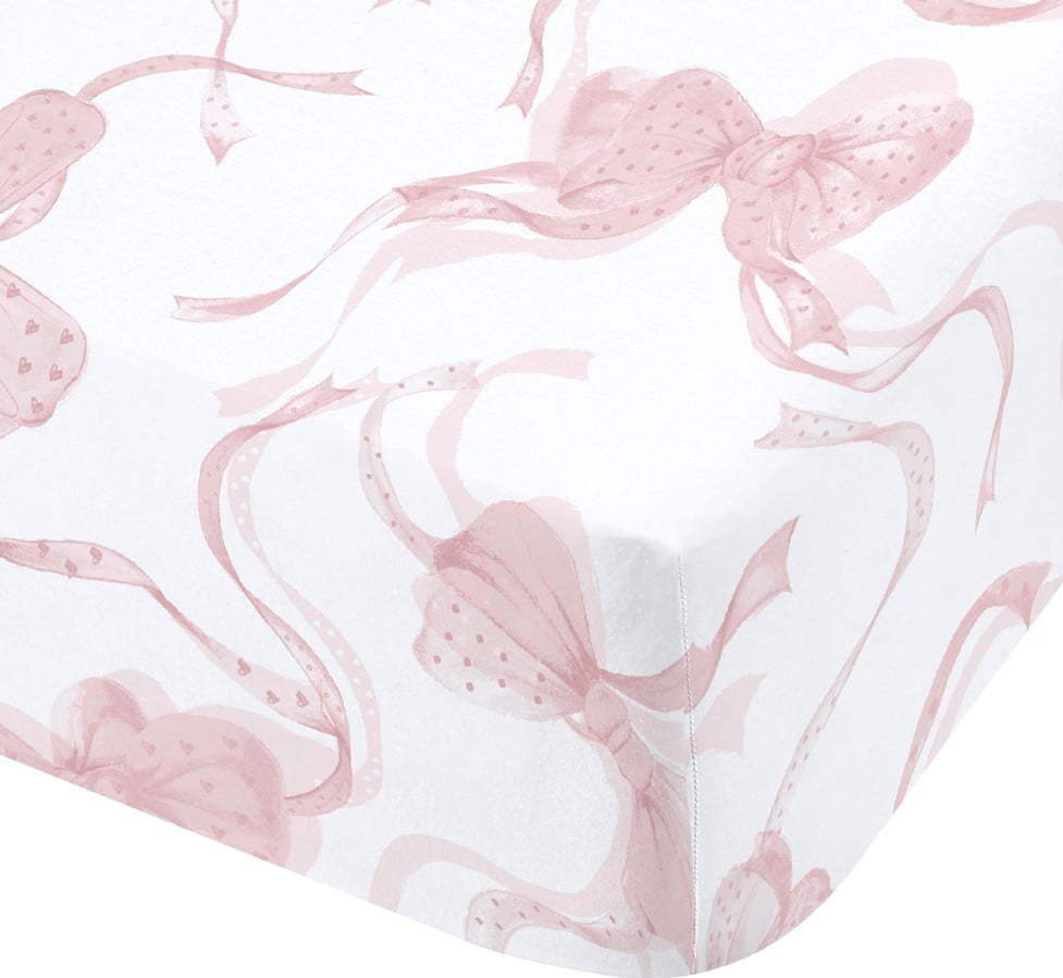 Bílé/růžové napínací prostěradlo 135x190 cm Bow – Catherine Lansfield Catherine Lansfield