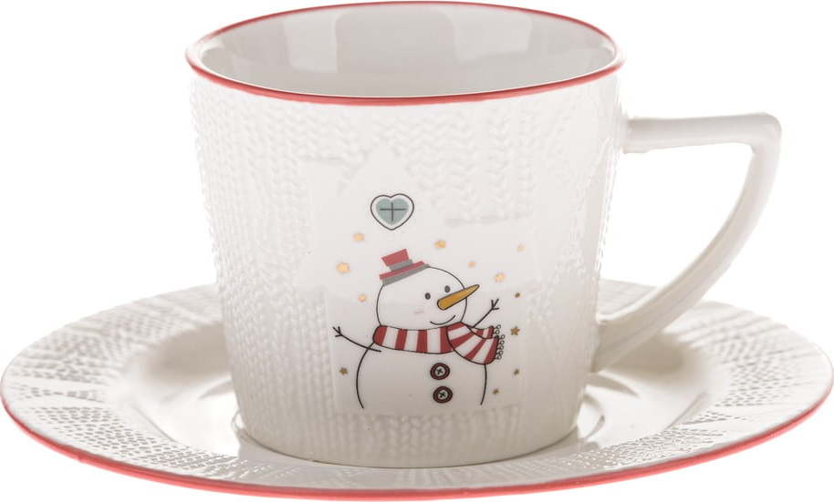 Bílý porcelánový šálek s vánočním motivem 110 ml Snowman – Dakls Dakls
