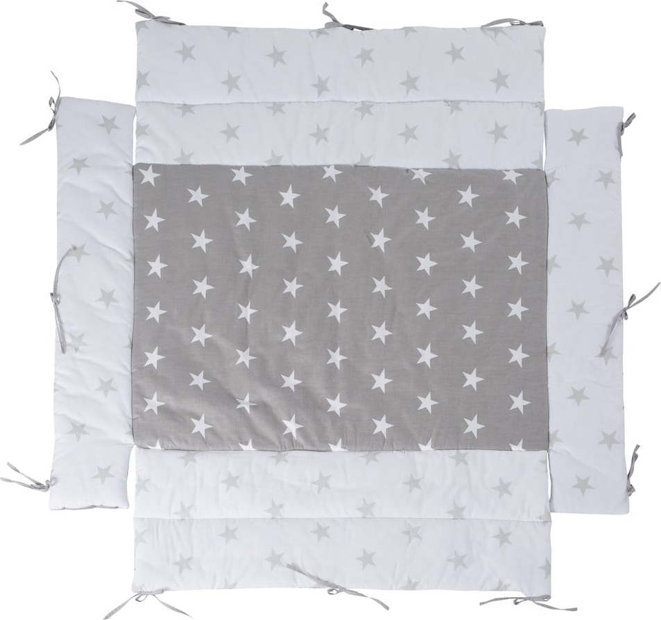 Bílý/šedý mantinel do postýlky s příměsí bavlny 96 cm Little Stars – Roba Roba