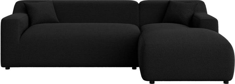 Černá manšestrová rohová pohovka (pravý roh/s lenoškou) Martin – Ropez Ropez