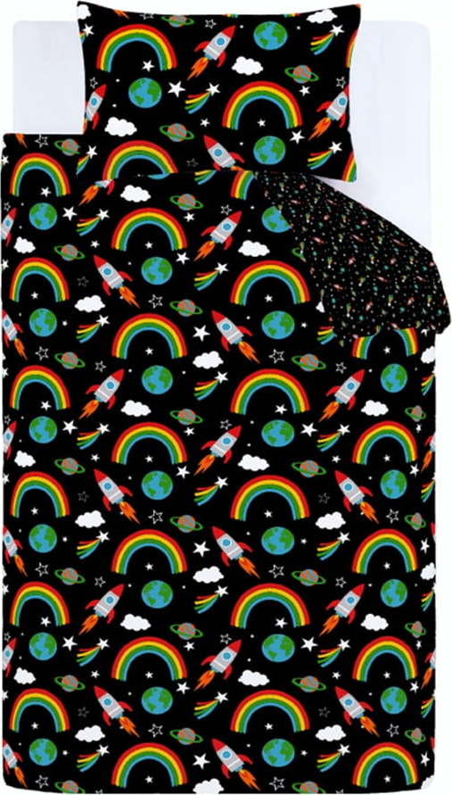 Černé dětské povlečení na jednolůžko 135x200 cm Rainbow Rockets – Catherine Lansfield Catherine Lansfield