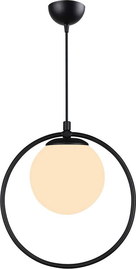 Černé kovové závěsné svítidlo se skleněným stínidlem ø 15 cm Ates – Squid Lighting Squid Lighting