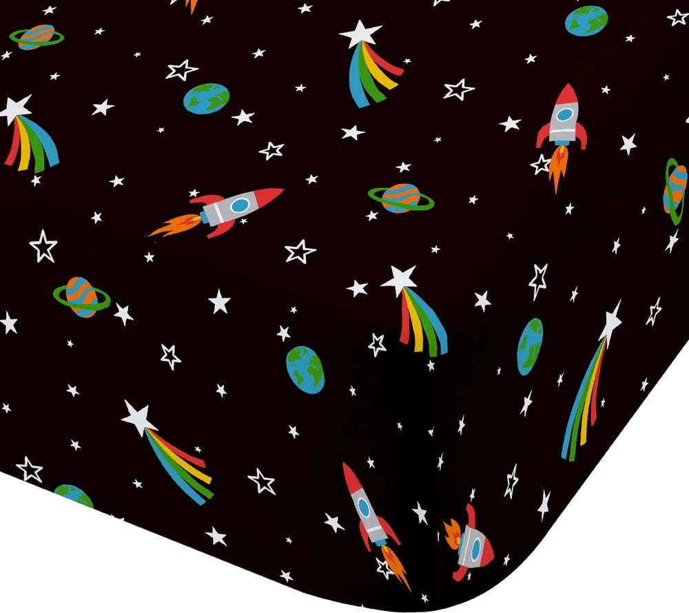 Černé napínací dětské prostěradlo na dvoulůžko 135x190 cm Rainbow Rockets – Catherine Lansfield Catherine Lansfield