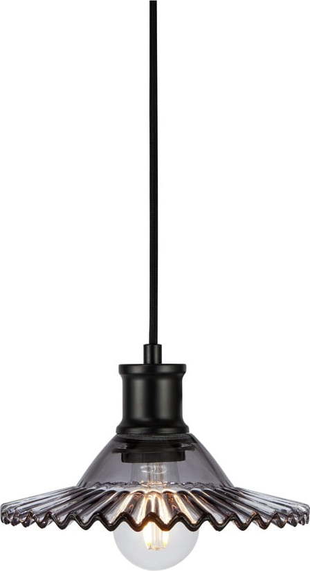 Černé závěsné svítidlo se skleněným stínidlem ø 21