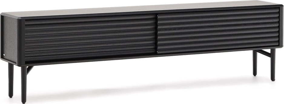 Černý TV stolek v dekoru dubu 200x57x35 cm Lenon – Kave Home Kave Home
