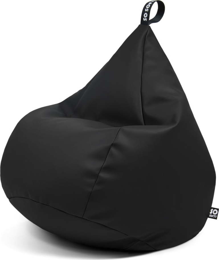 Černý dětský sedací vak z imitace kůže Drop M – So Soft? So Soft?