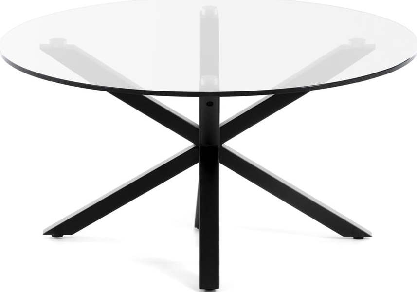 Černý kulatý konferenční stolek se skleněnou deskou ø 82 cm Argo – Kave Home Kave Home