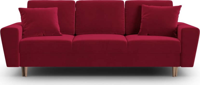 Červená sametová rozkládací/s úložným prostorem pohovka 235 cm Kyoto – Cosmopolitan Design Cosmopolitan design
