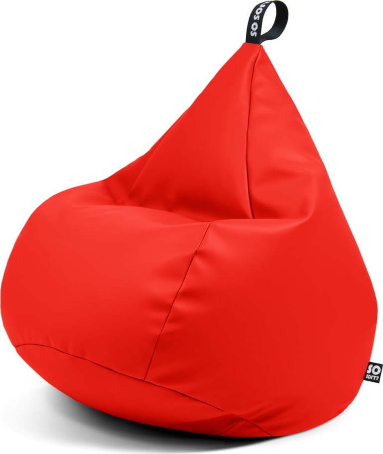 Červený sedací vak z imitace kůže Drop XL – So Soft? So Soft?