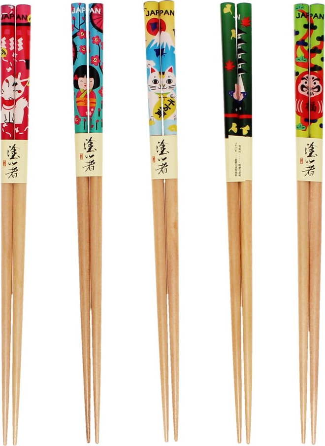 Dřevěné hůlky v sadě 5 ks v přírodní barvě Japanese Heritage – Rex London Rex London
