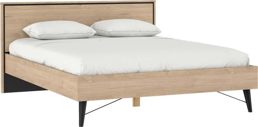 Dvoulůžková postel v dekoru dubu s roštem 160x200 cm v přírodní barvě Ry – Tvilum Tvilum