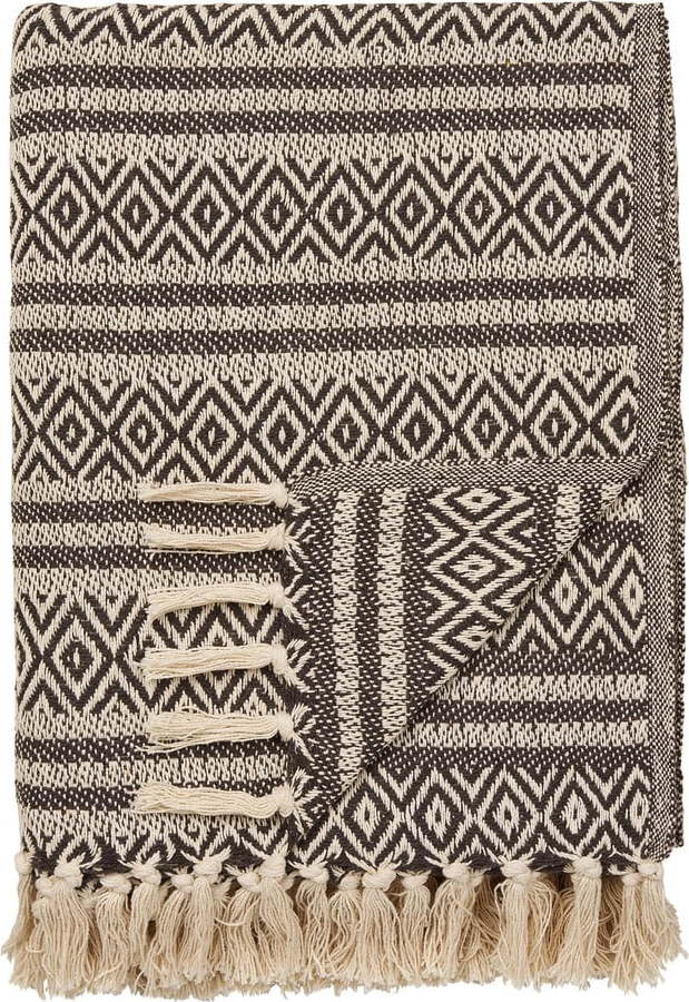 Hnědá deka z recyklované bavlny 130x180 cm Adana – House Nordic House Nordic