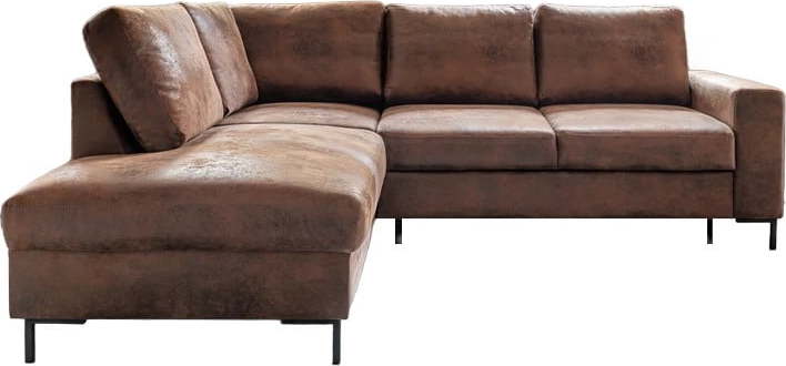 Hnědá rozkládací rohová pohovka z imitace kůže (levý roh) Lofty Lilly – Miuform Miuform