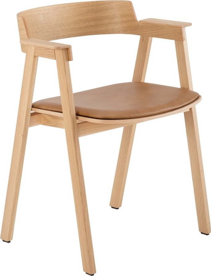 Hnědá/v přírodní barvě kožená jídelní židle s područkami Flip – Gazzda Gazzda