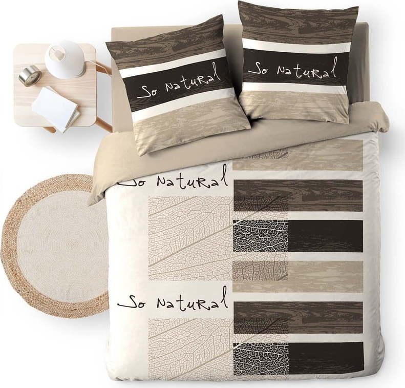 Hnědé bavlněné povlečení na dvoulůžko 200x200 cm So Natural – douceur d'intérieur Douceur d intérieur