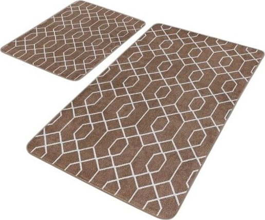 Hnědé sametové koupelnové předložky v sadě 2 ks 60x100 cm – Mila Home Mila Home