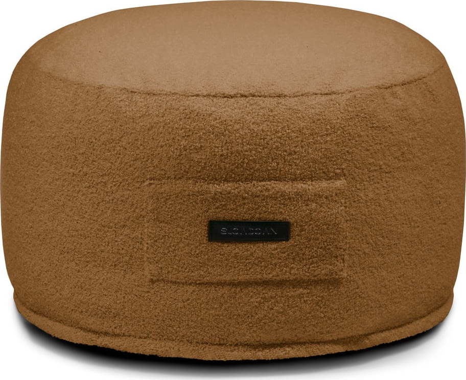 Hnědý taburet z textilie bouclé Om 60 – SLOWDOWN SLOWDOWN