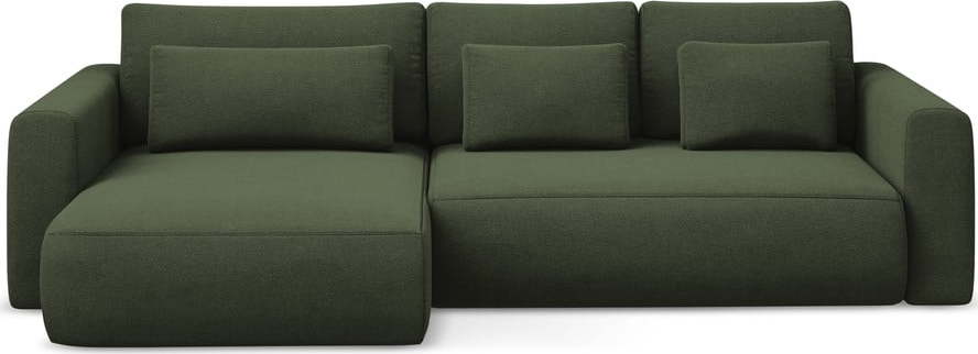 Khaki rozkládací/s úložným prostorem rohová pohovka (levý roh/s lenoškou) Kapua – Makamii Makamii