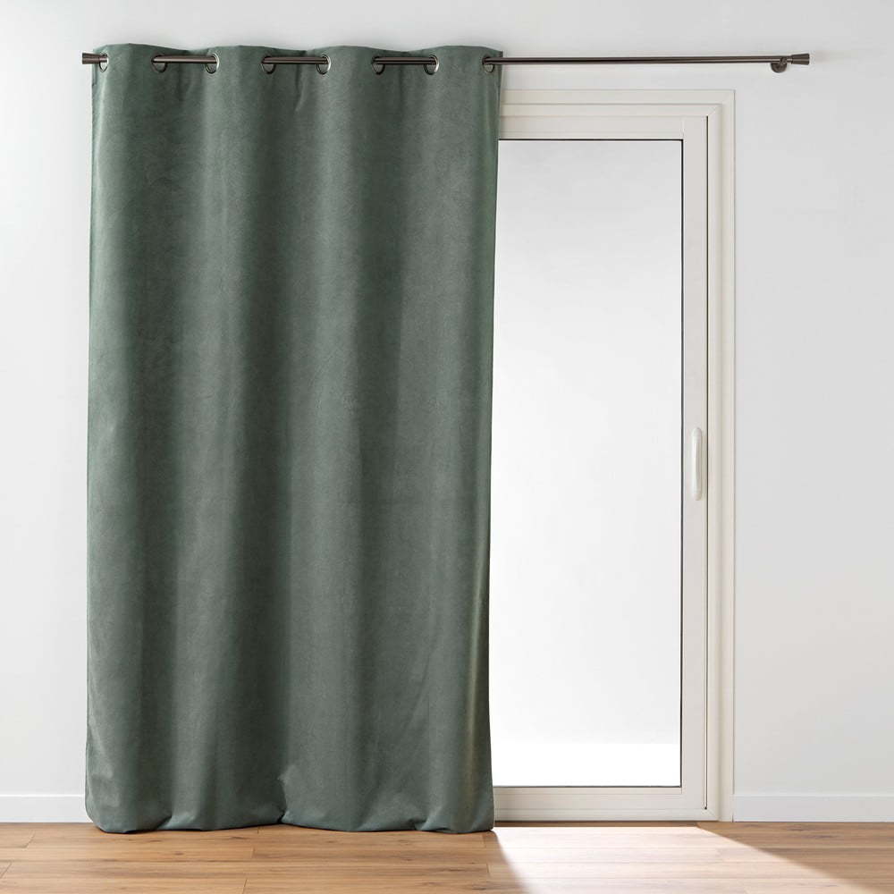 Khaki sametový závěs 140x260 cm Olympe – douceur d'intérieur Douceur d intérieur