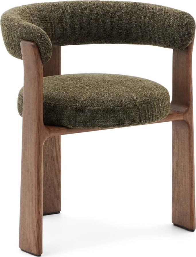 Khaki/hnědé jídelní křeslo s područkami z jasanového dřeva Granite – Kave Home Kave Home