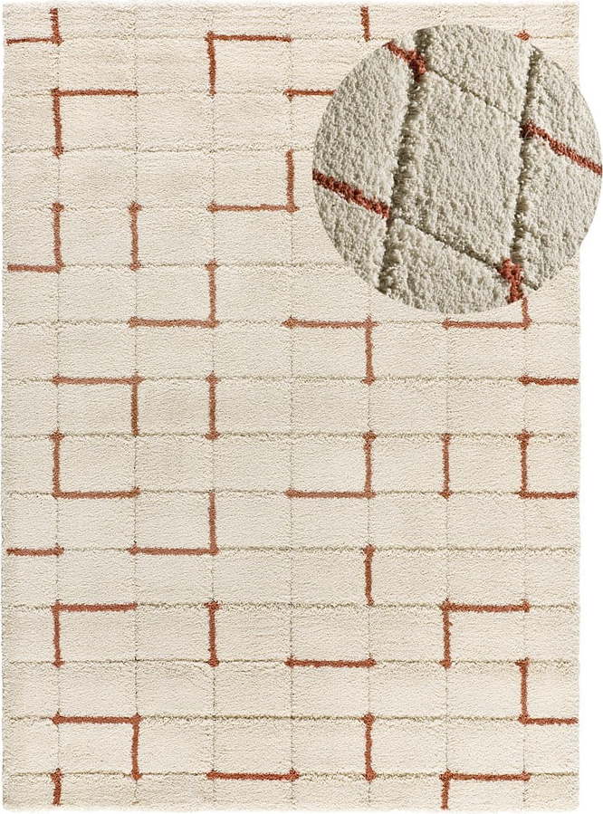 Koberec v cihlové a krémové barvě 133x190 cm Brenda – Universal Universal