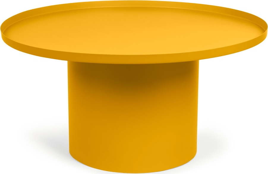 Kovový kulatý konferenční stolek v hořčicové barvě ø 72 cm Fleksa – Kave Home Kave Home