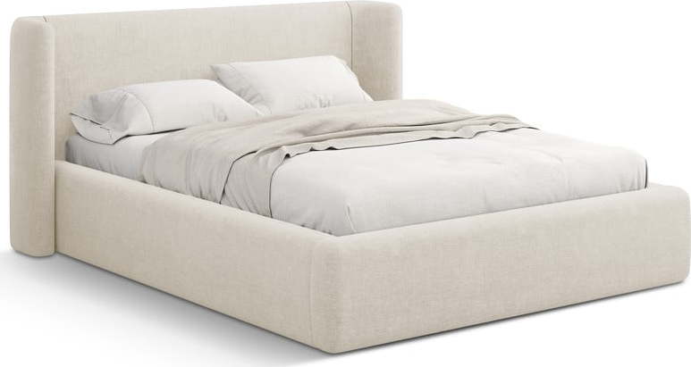 Krémová čalouněná dvoulůžková postel s úložným prostorem s roštem 160x200 cm Jason – Windsor & Co Sofas Windsor & Co Sofas