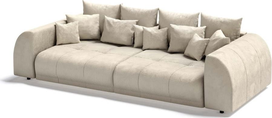 Krémová manšestrová pohovka 310 cm Vanessa – Ropez Ropez