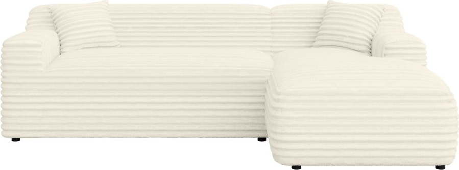 Krémová manšestrová rohová pohovka (pravý roh/s lenoškou) Martin – Ropez Ropez