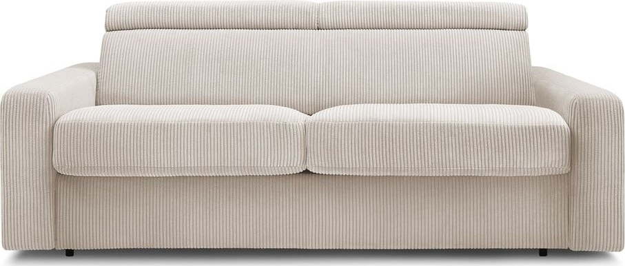 Krémová manšestrová rozkládací pohovka 195 cm Monaco – Bobochic Paris Bobochic Paris
