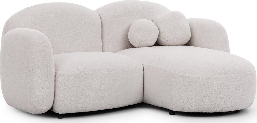 Krémová rohová pohovka z textilie bouclé (pravý roh/s lenoškou) Orbit – Ropez Ropez