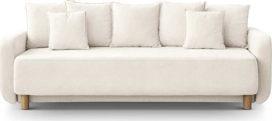 Krémová rozkládací pohovka s úložným prostorem 231 cm Elen – Micadoni Micadoni