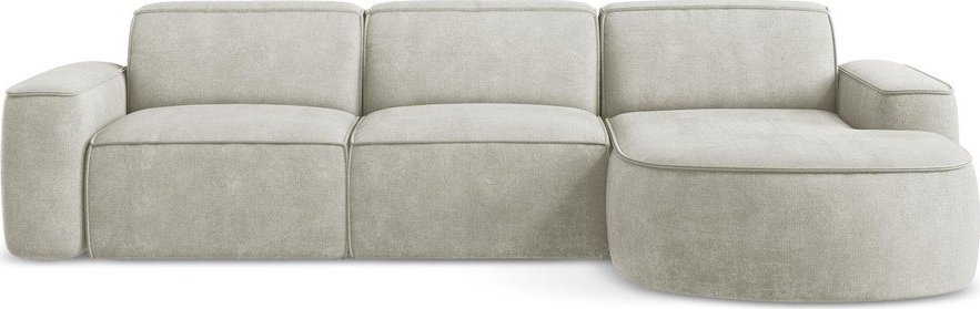 Krémová žinylková rohová pohovka (pravý roh/s lenoškou) Omao – Makamii Makamii