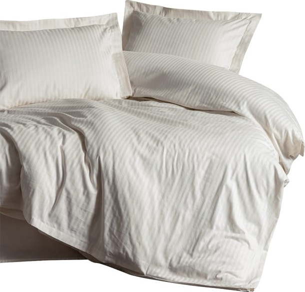 Krémové povlečení na dvoulůžko/prodloužené z bavlněného saténu 240x220 cm Stripe – Mijolnir Mijolnir