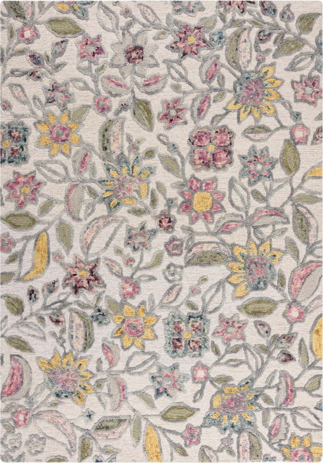 Krémový ručně tkaný vlněný koberec 200x290 cm Tania Floral – Flair Rugs Flair Rugs