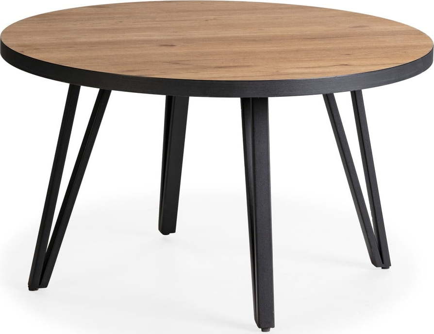Kulatý konferenční stolek v černé a přírodní barvě s deskou v dubovém dekoru ø 80 cm Sindi – Marckeric Marckeric