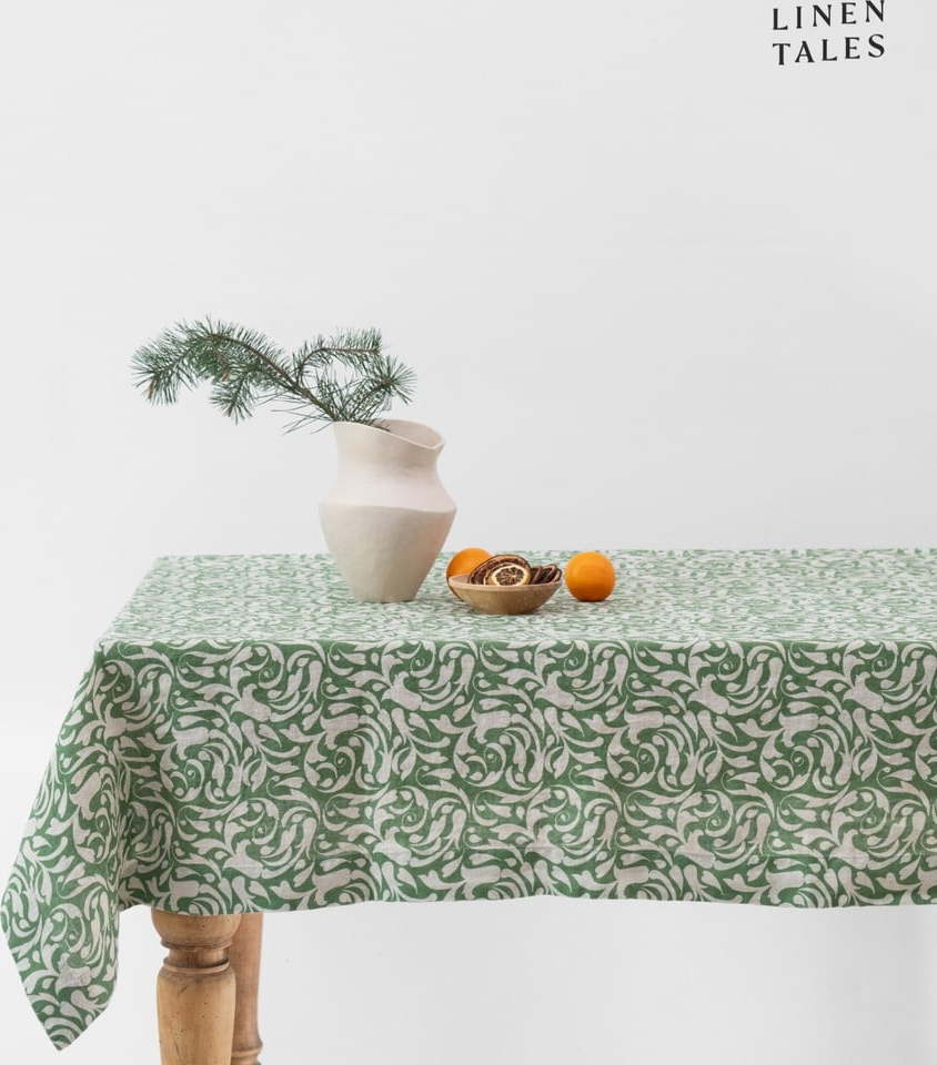 Lněný ubrus 140x300 cm Evergreen Damask – Linen Tales Linen Tales