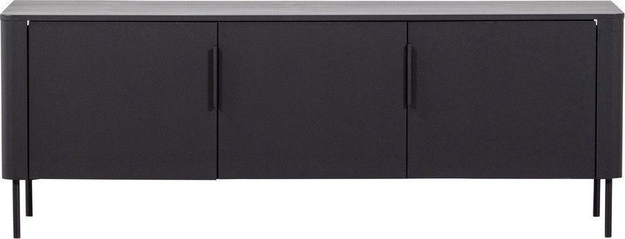 Matně černý TV stolek z borovicového dřeva 154x56x44 cm Gunnar – WOOOD WOOOD