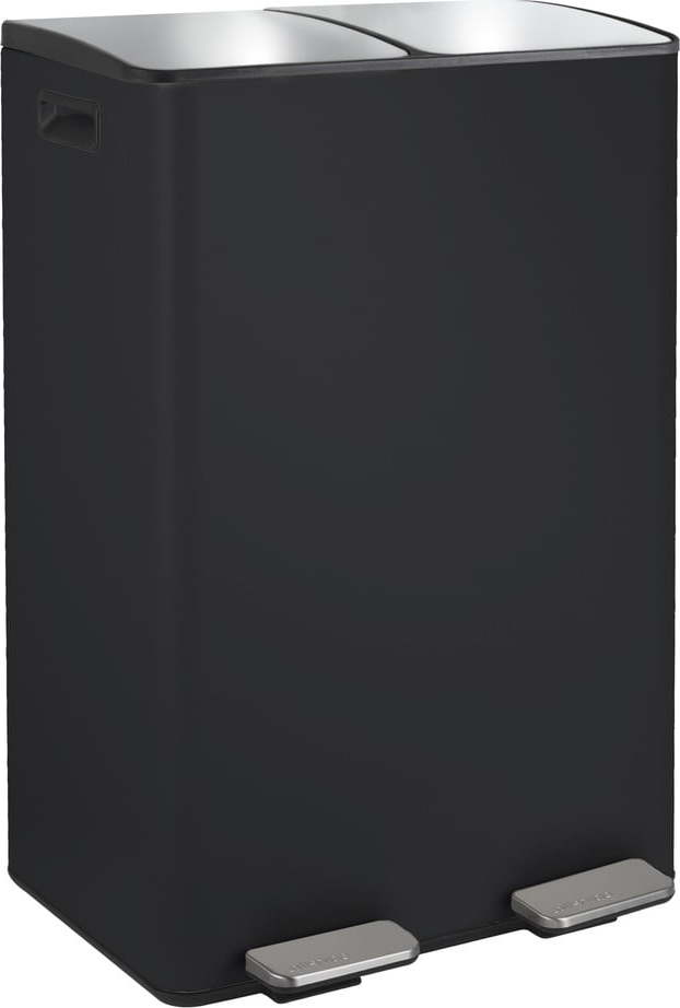 Matně černý ocelový odpadkový koš 2x30 l na tříděný odpad/nášlapný Aliya – Spirella SPIRELLA