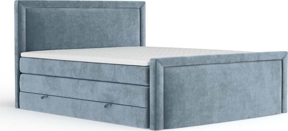 Modrá boxspring postel s úložným prostorem 140x200 cm Lavenda – Maison de Rêve Maison de Reve