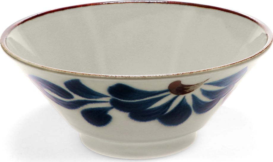 Modrá/béžová porcelánová ramen miska 900 ml Flower – Rex London Rex London