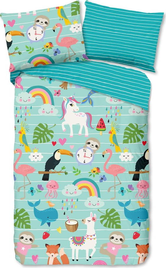 Modré bavlněné dětské povlečení na jednolůžko 140x200 cm Festen – Good Morning GOOD MORNING