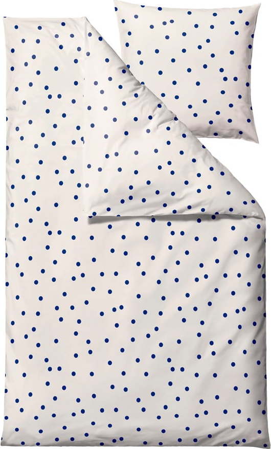 Modré/krémové povlečení na jednolůžko z bavlněného saténu 140x200 cm Solaris – Södahl Södahl