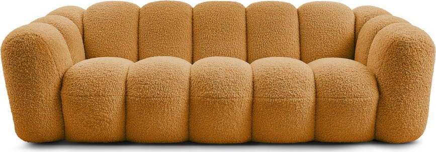 Pohovka z textilie bouclé v hořčicové barvě 232 cm Hippolyte – Bobochic Paris Bobochic Paris