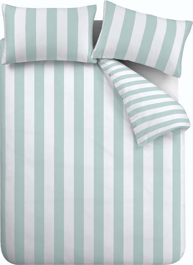 Povlečení na dvoulůžko/prodloužené v mentolové barvě 230x220 cm Cove Stripe – Catherine Lansfield Catherine Lansfield